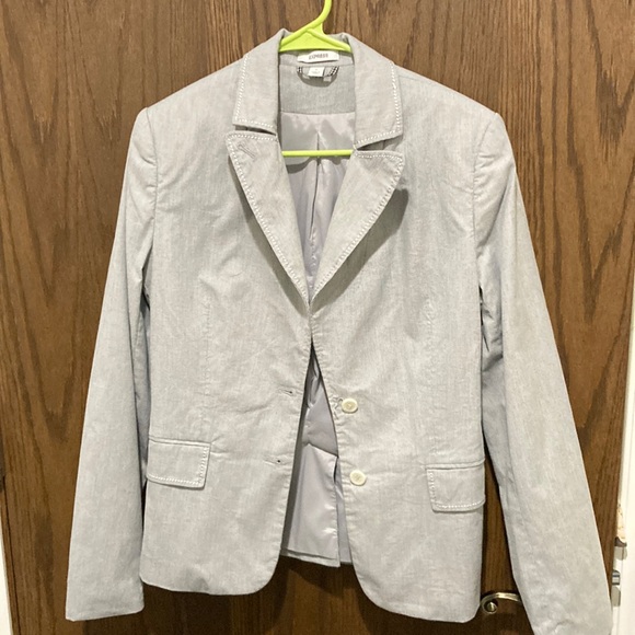 Express two button, pinstriped fitted cotton jacket - Picture 5 of 12